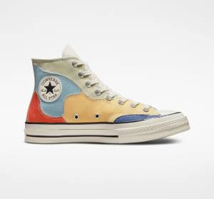 Zapatillas Altas Converse Chuck 70 Crafted Patchwork Verde Oliva Azules | CV-098IZF