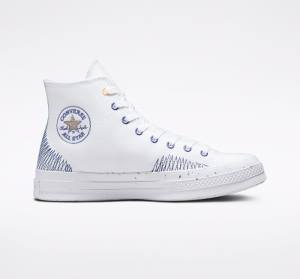 Zapatillas Altas Converse Chuck 70 Stitched Blancas Indigo | CV-345VFM