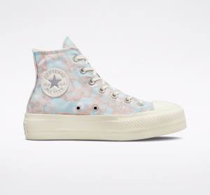 Zapatillas Altas Converse Chuck Taylor All Star Lift Plataforma Marble Plateadas | CV-073IML