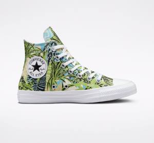 Zapatillas Altas Converse Chuck Taylor All Star Tropical Florals Verde Claro Blancas | CV-089LWM