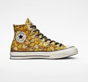 Zapatillas Altas Converse Peanuts Chuck 70 Amarillo Doradas | CV-873YPU