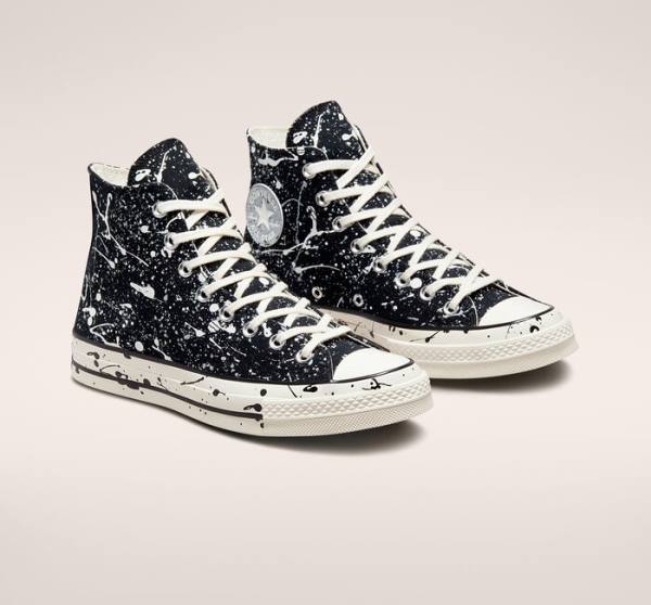 Zapatillas Altas Converse Chuck 70 Archive Paint Splatter Negras Gris | CV-258EAO