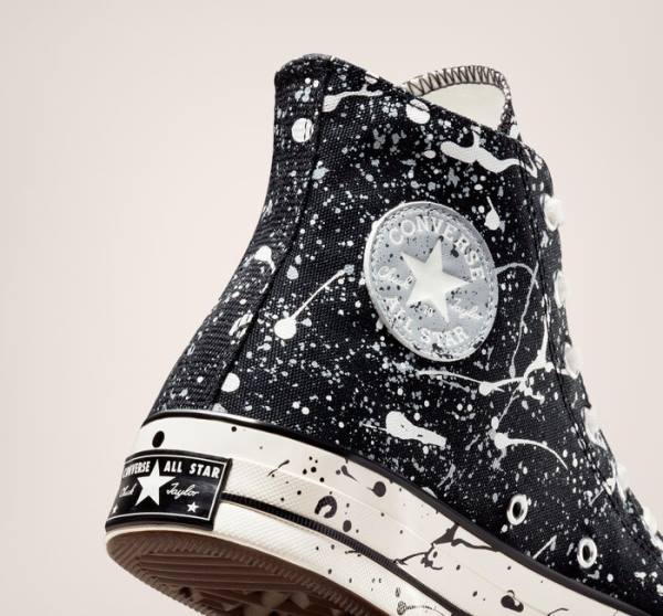 Zapatillas Altas Converse Chuck 70 Archive Paint Splatter Negras Gris | CV-258EAO