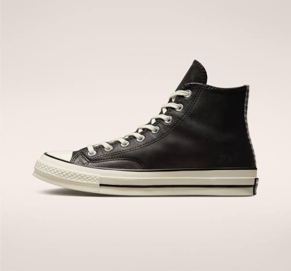 Zapatillas Altas Converse Chuck 70 Crafted Cuero Negras | CV-291JWF