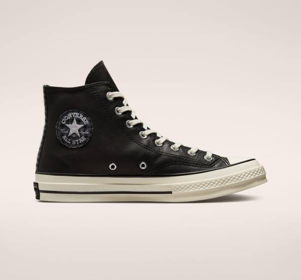 Zapatillas Altas Converse Chuck 70 Crafted Cuero Negras | CV-291JWF