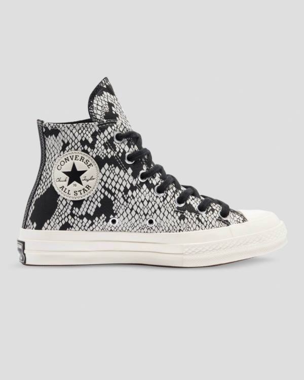 Zapatillas Altas Converse Chuck 70 Cuero Snake Print Beige Negras | CV-798XFA