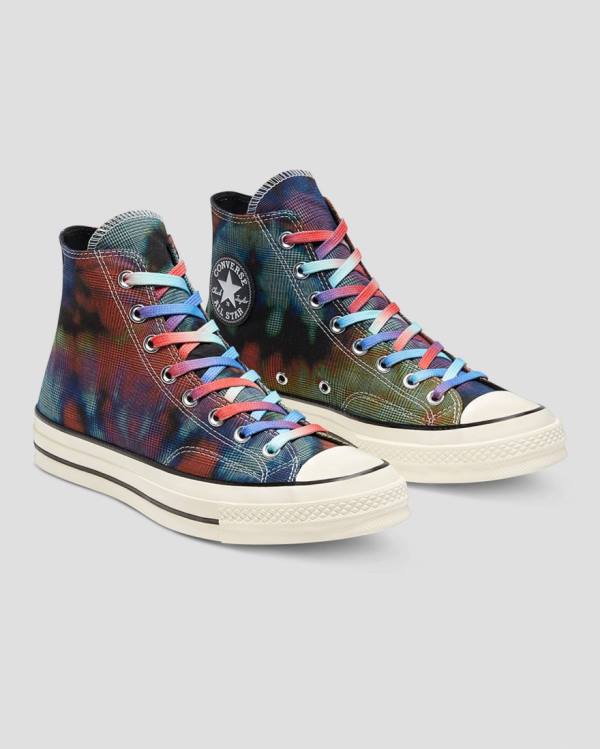 Zapatillas Altas Converse Chuck 70 Plaid Tie Dye Negras | CV-149OXB