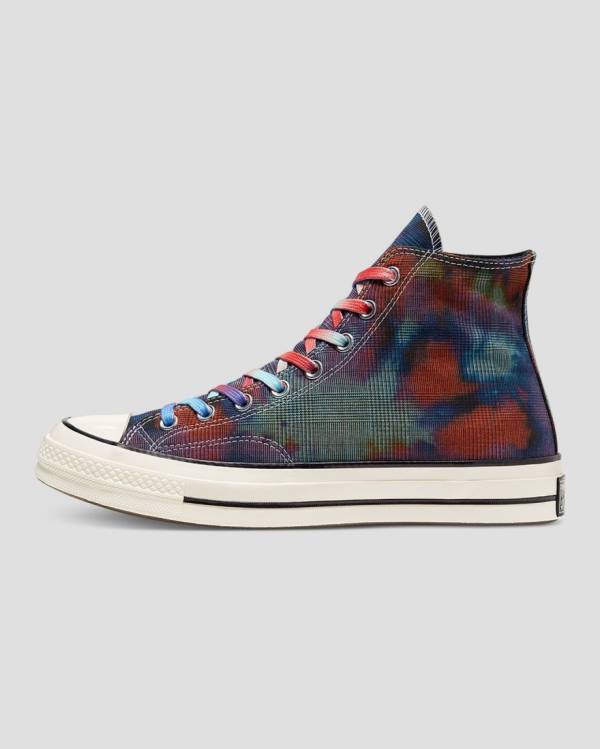 Zapatillas Altas Converse Chuck 70 Plaid Tie Dye Negras | CV-895ESM