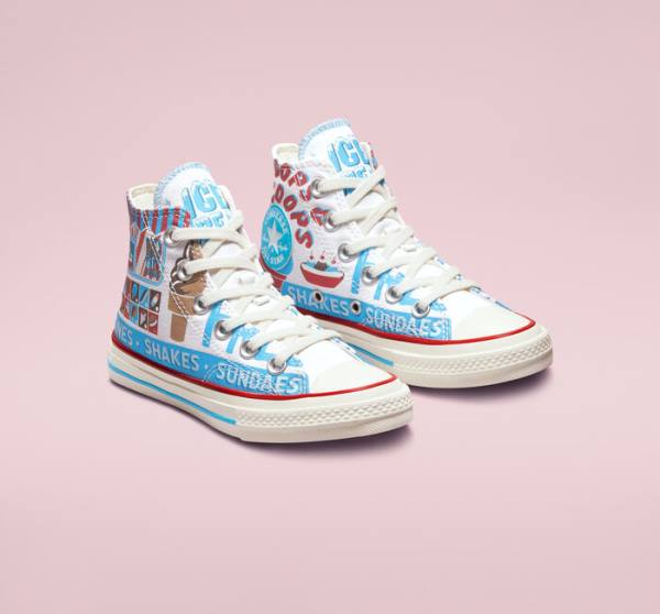 Zapatillas Altas Converse Chuck 70 Sweet Scoops Blancas Azules Rojas | CV-498HVP