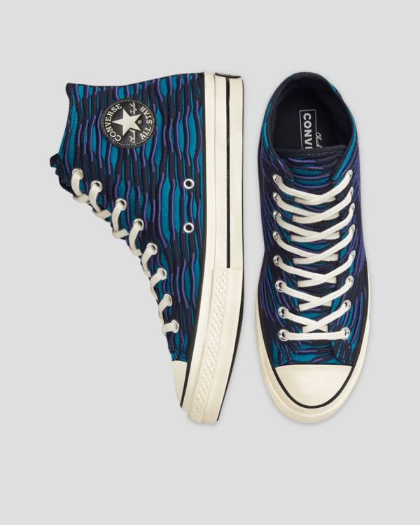 Zapatillas Altas Converse Chuck 70 Wavy Knit Azules | CV-124ESD