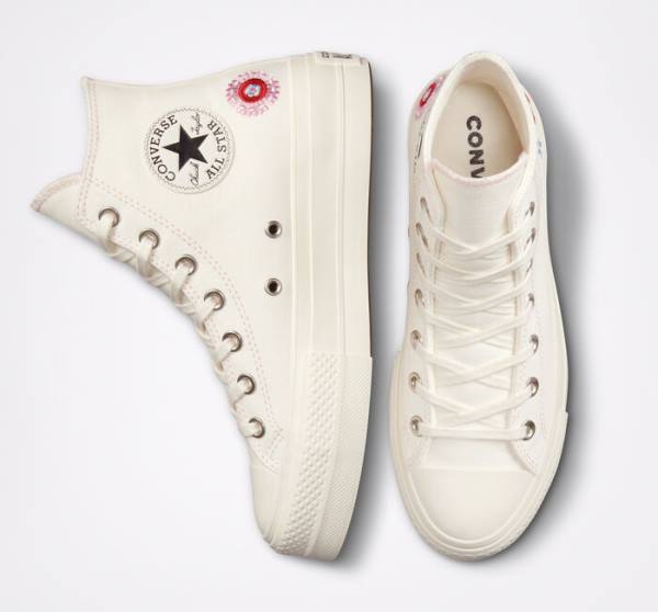 Zapatillas Altas Converse Chuck Taylor All Star Lift Plataforma Floral Embroidery Negras Rosas | CV-017ZIT