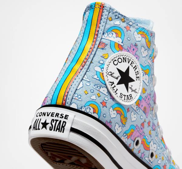 Zapatillas Altas Converse Chuck Taylor All Star Rainbow Castles Azules Rosas | CV-147OTK