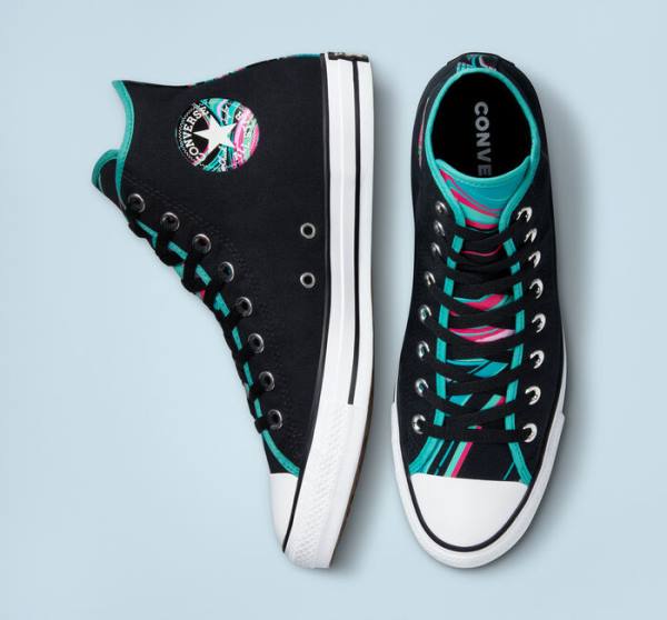 Zapatillas Altas Converse Chuck Taylor All Star Marbled Negras Multicolor Blancas | CV-157QKF