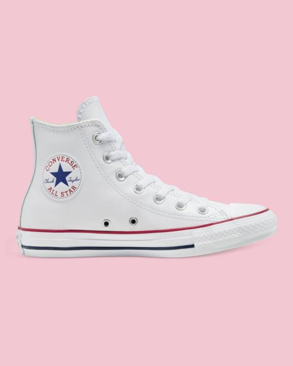 Zapatillas Altas Converse Chuck Taylor All Star Cuero Blancas | CV-217LQW