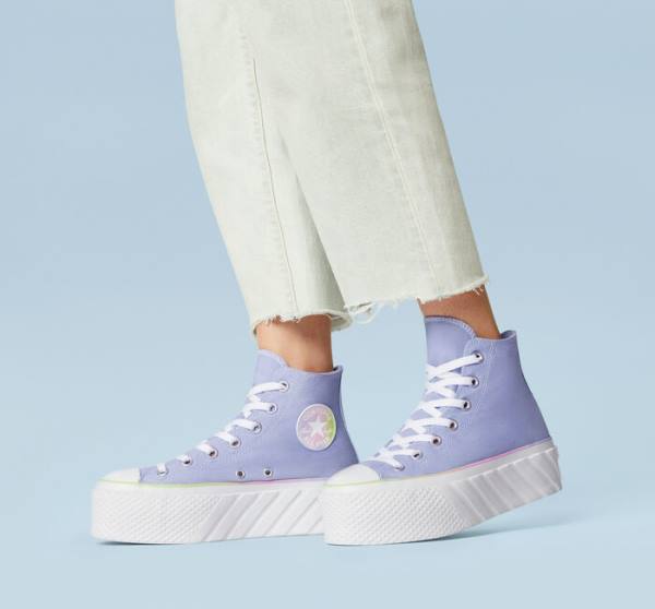 Zapatillas Altas Converse Chuck Taylor All Star 2X Lift Plataforma Pastel Gradient Azules Blancas | CV-231FOJ