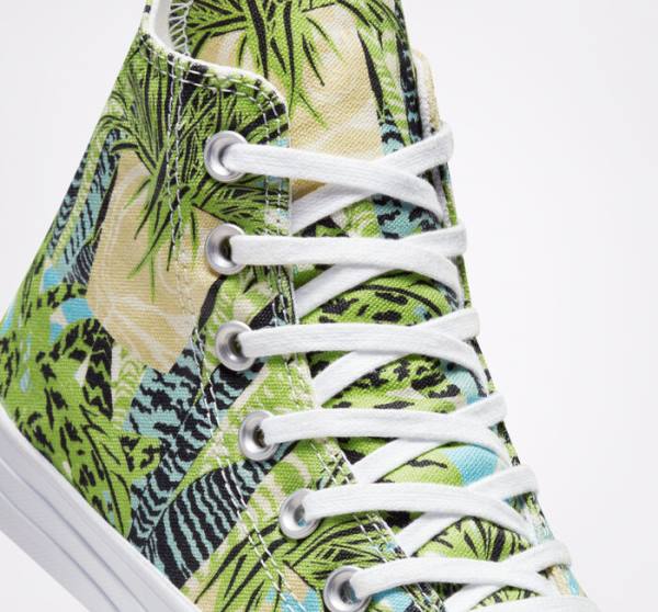 Zapatillas Altas Converse Chuck Taylor All Star Tropical Florals Verde Claro Blancas | CV-273MAN