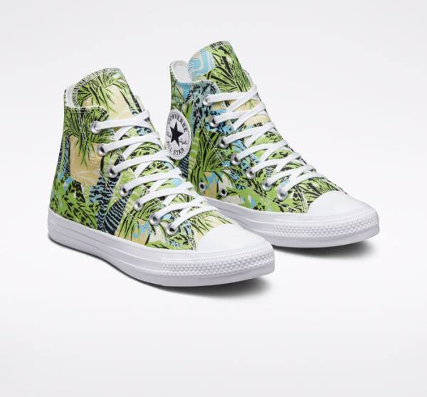 Zapatillas Altas Converse Chuck Taylor All Star Tropical Florals Verde Claro Blancas | CV-273MAN