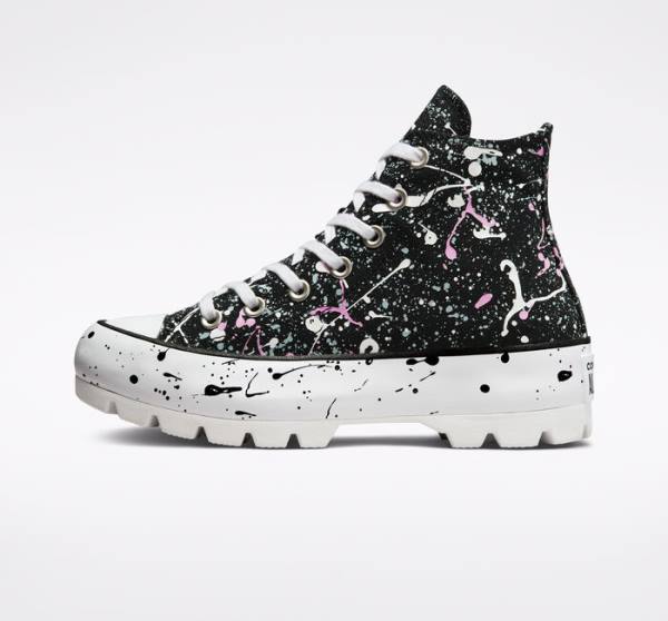 Zapatillas Altas Converse Chuck Taylor All Star Lugged Paint Splatter Negras Gris Rosas | CV-310DKY