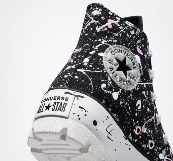 Zapatillas Altas Converse Chuck Taylor All Star Lugged Paint Splatter Negras Gris Rosas | CV-310DKY