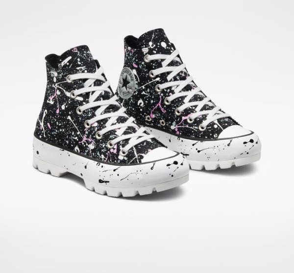 Zapatillas Altas Converse Chuck Taylor All Star Lugged Paint Splatter Negras Gris Rosas | CV-310DKY