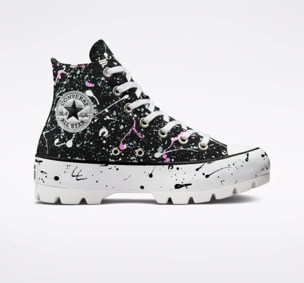 Zapatillas Altas Converse Chuck Taylor All Star Lugged Paint Splatter Negras Gris Rosas | CV-310DKY