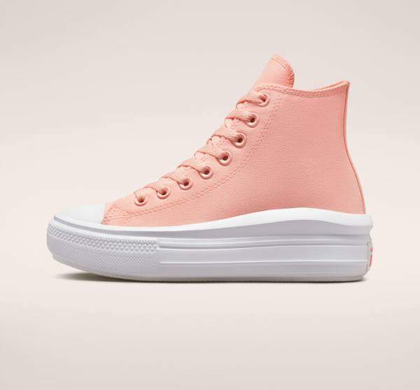 Zapatillas Altas Converse Chuck Taylor All Star Move Plataforma Lona Rosas Blancas Rosas | CV-419UNE