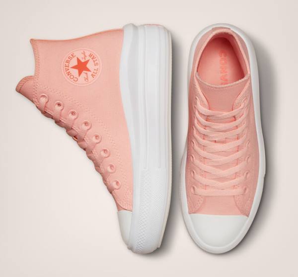 Zapatillas Altas Converse Chuck Taylor All Star Move Plataforma Lona Rosas Blancas Rosas | CV-419UNE