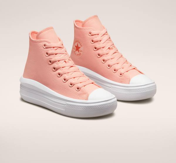 Zapatillas Altas Converse Chuck Taylor All Star Move Plataforma Lona Rosas Blancas Rosas | CV-419UNE