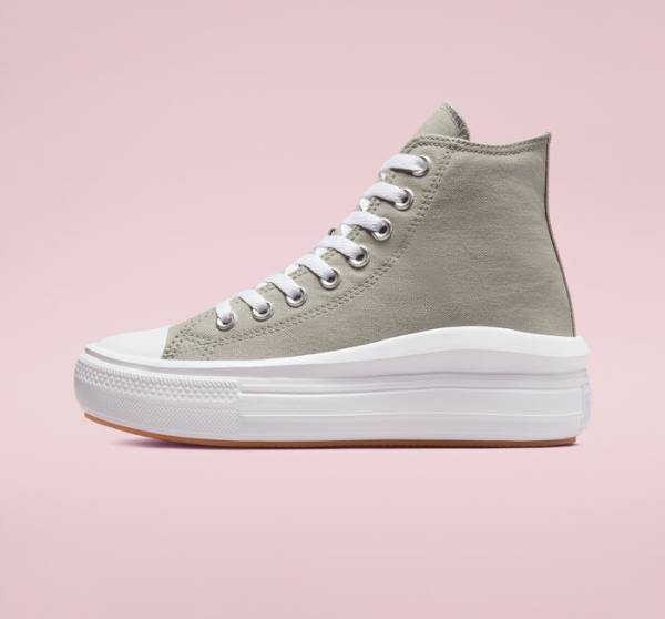 Zapatillas Altas Converse Chuck Taylor All Star Move Plataforma Seasonal Color Verde Oliva Blancas Blancas | CV-960AZL