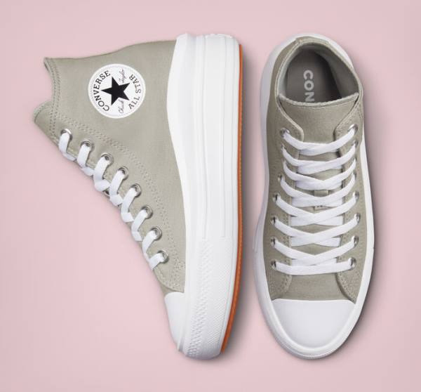 Zapatillas Altas Converse Chuck Taylor All Star Move Plataforma Seasonal Color Verde Oliva Blancas Blancas | CV-960AZL