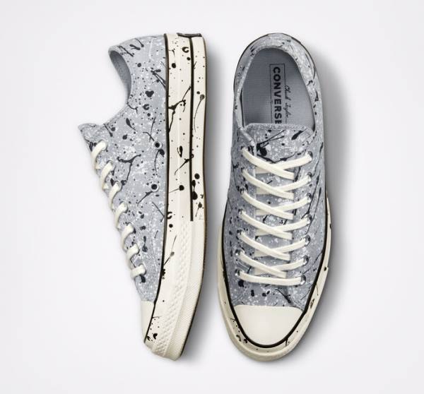 Zapatillas Bajas Converse Chuck 70 Archive Paint Splatter Gris Negras Blancas | CV-253SVW