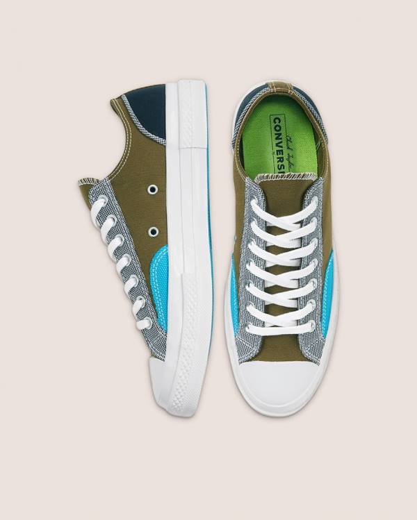 Zapatillas Bajas Converse Chuck 70 Patchwork Verde Oliva Azules | CV-541FIK