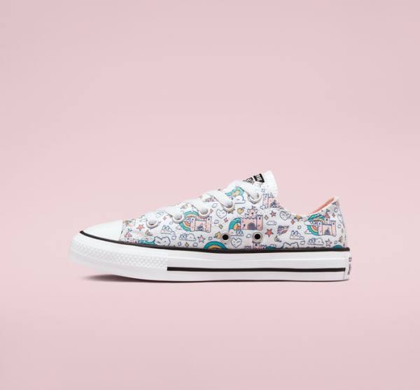 Zapatillas Bajas Converse Chuck Taylor All Star Rainbow Castles Blancas Rosas Turquesa | CV-324TSP