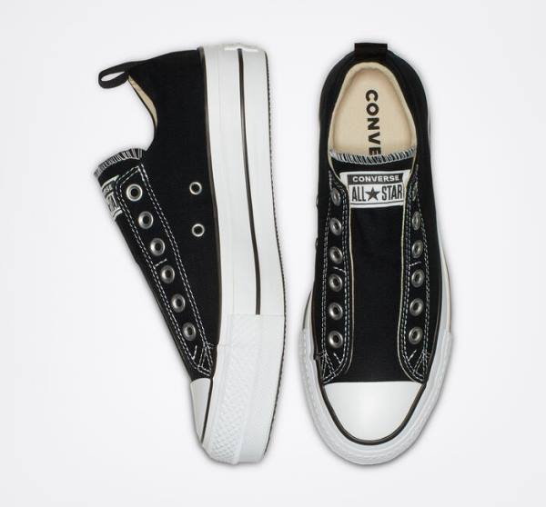 Zapatillas Bajas Converse Chuck Taylor All Star Lift Plataforma Slip Negras Blancas | CV-480JFU