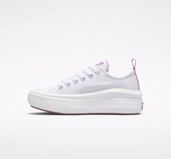 Zapatillas Bajas Converse Chuck Taylor All Star Move Plataforma Blancas Moradas Blancas | CV-547VRM