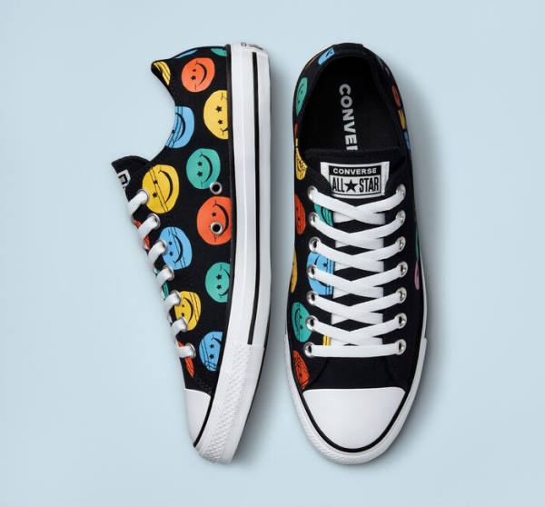 Zapatillas Bajas Converse Chuck Taylor All Star Happy Faces Negras | CV-809ZHJ