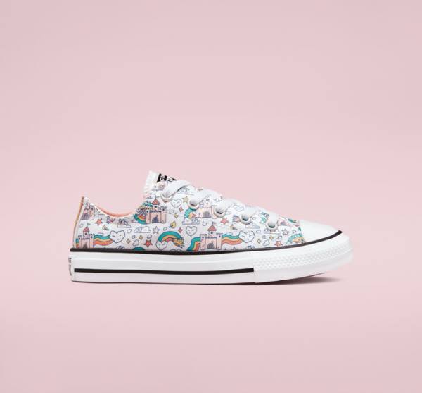 Zapatillas Bajas Converse Chuck Taylor All Star Rainbow Castles Blancas Rosas Turquesa | CV-958EKR