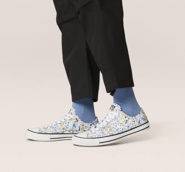 Zapatillas Bajas Converse Chuck Taylor All Star Archive Paint Splatter Blancas Azules | CV-978NGC