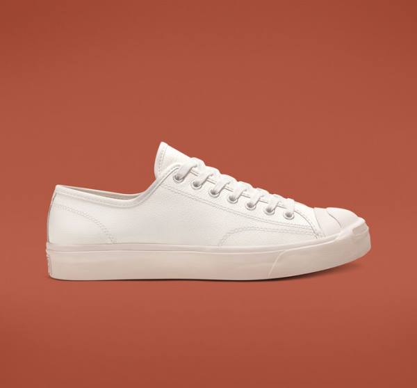 Zapatillas Bajas Converse Jack Purcell Cuero Blancas Blancas Blancas | CV-146XDO