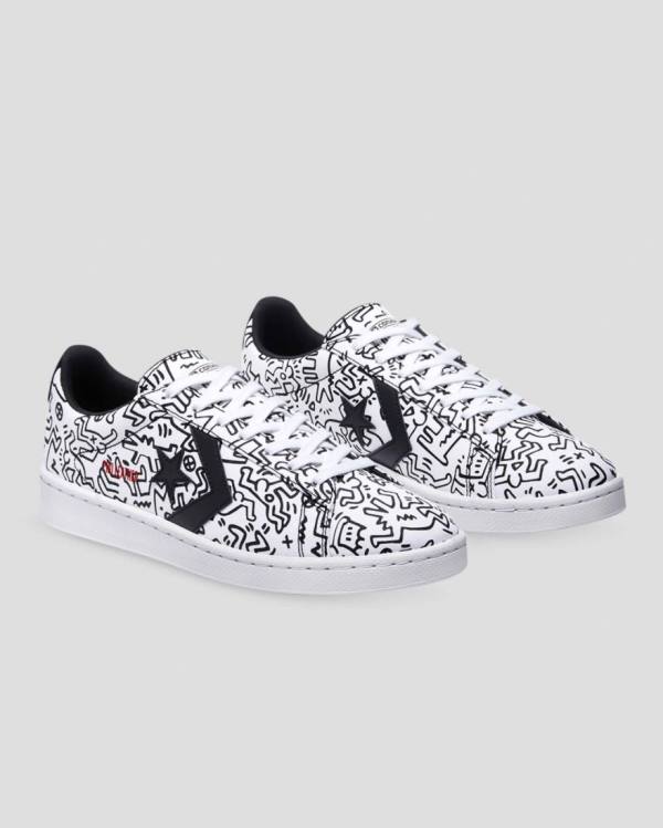 Zapatillas Bajas Converse Keith Haring Pro Cuero Blancas Negras Rojas | CV-651NJH