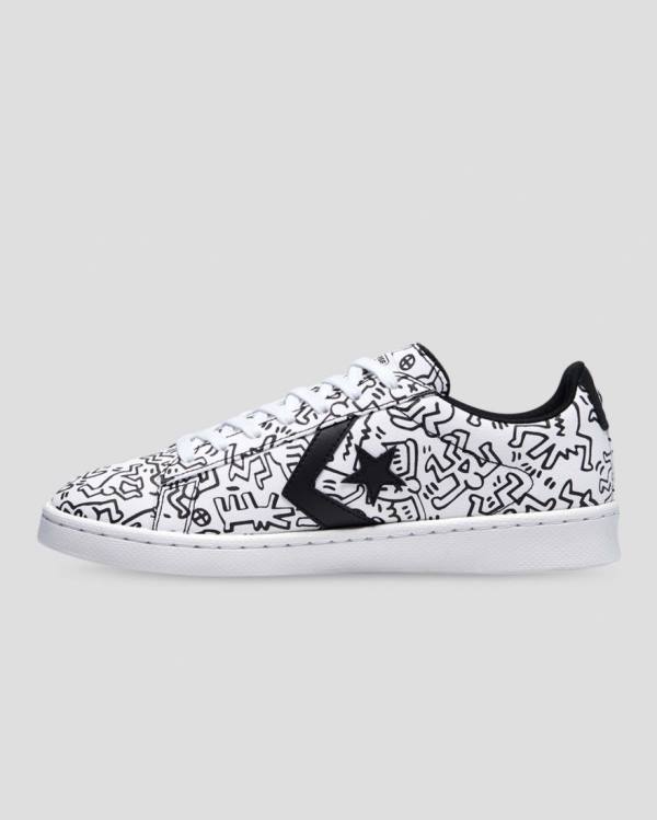 Zapatillas Bajas Converse Keith Haring Pro Cuero Blancas Negras Rojas | CV-651NJH