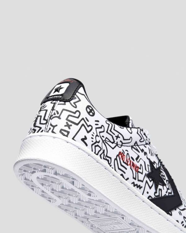 Zapatillas Bajas Converse Keith Haring Pro Cuero Blancas Negras Rojas | CV-651NJH