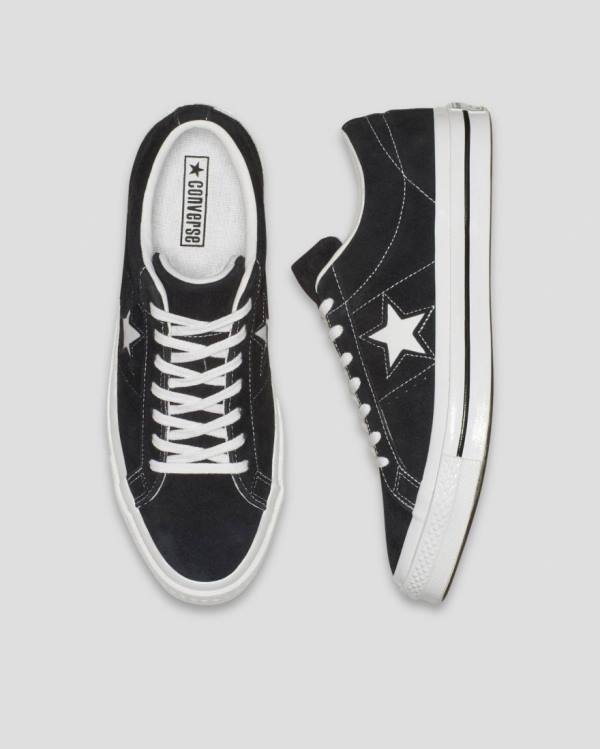 Zapatillas Bajas Converse One Star Premium Gamuza Negras | CV-846XYO