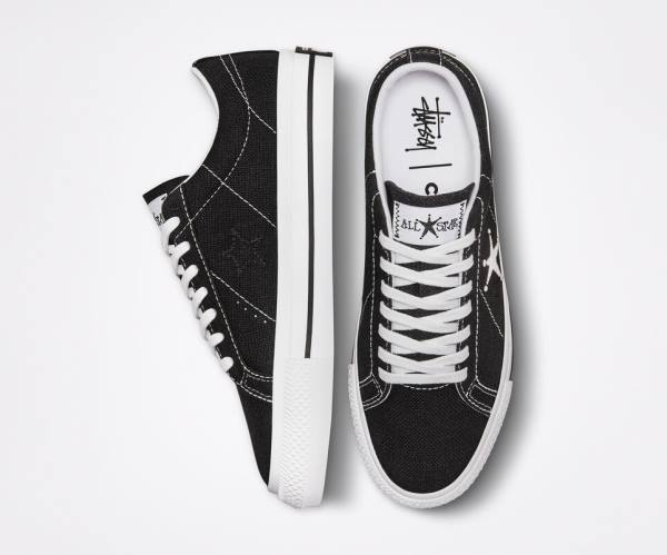 Zapatillas Bajas Converse Stussy One Star Negras Blancas | CV-718FRH